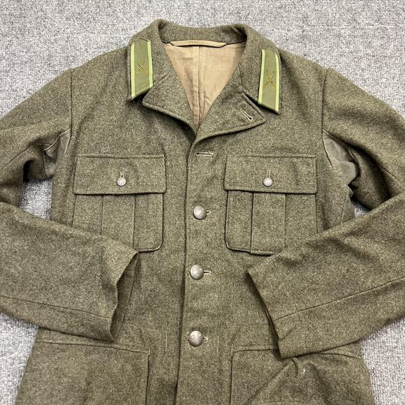 Vintage Swedish Military Wool Field Jacket Mens Large Olive Green 1941 Army WWII - Picture 2 of 8